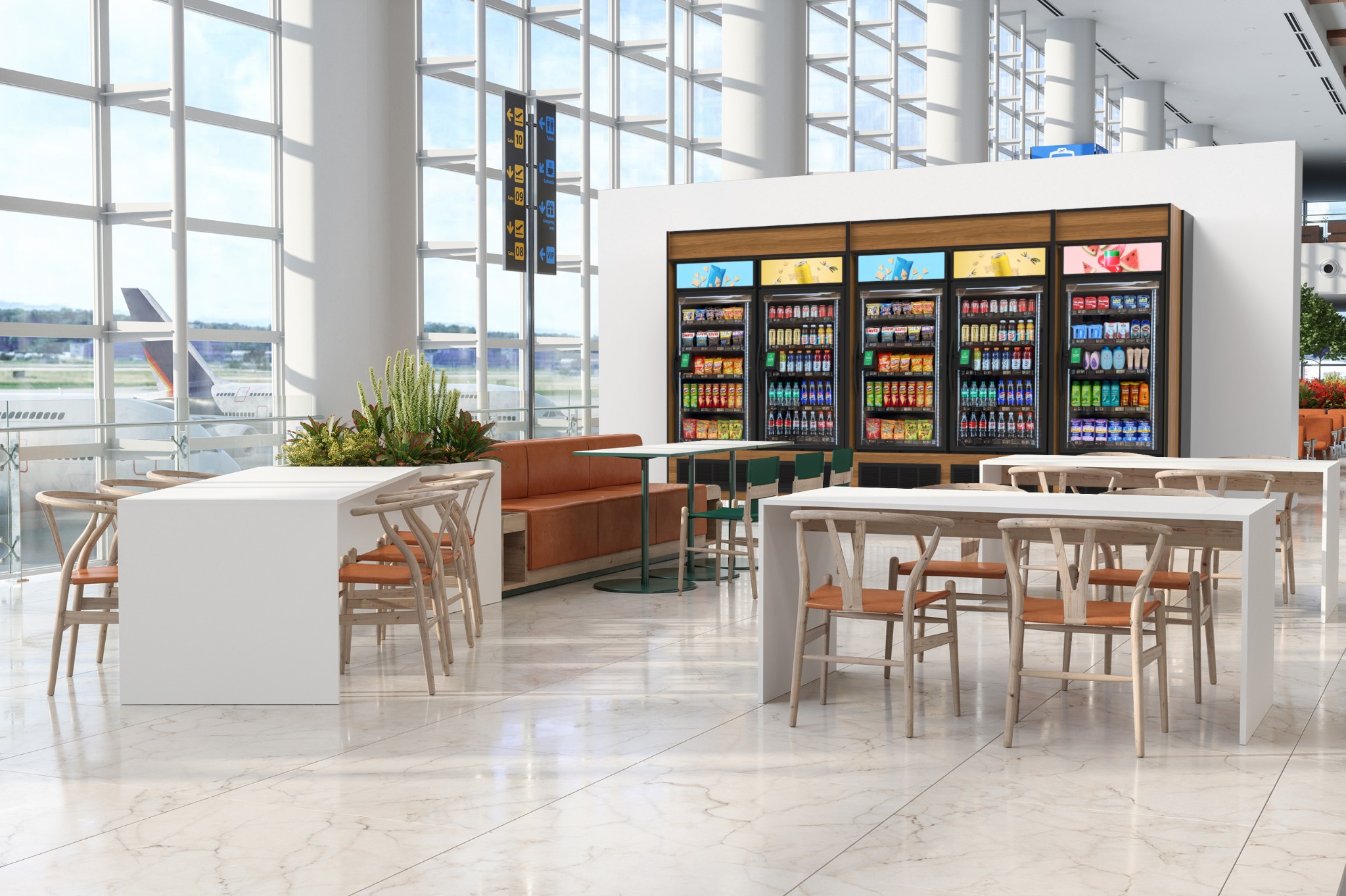 Micromart units in an airport setting